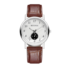Modiya Men's Quartz Watch Small Dial White Brown | Smarty