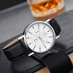 Modiya men's quartz watch 3 dials white black | Smarty