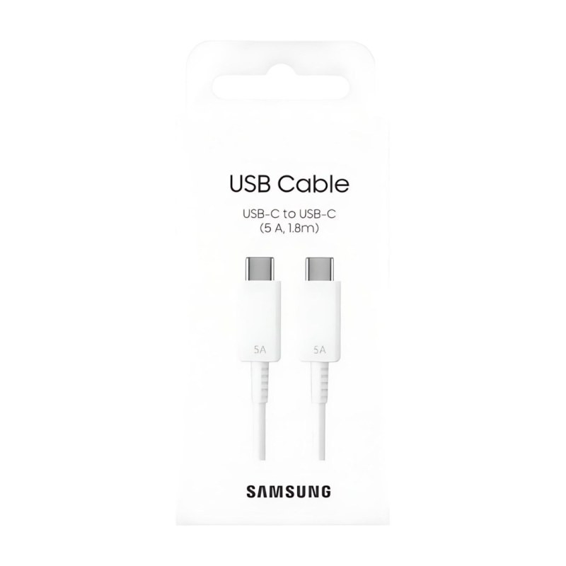 Samsung USB-C to USB-C Cable EP-DX510JWEGEU – 1.8m White, 5A Samsung USB-C to USB-C Cable EP-DX510JWEGEU – 1.8m White, 5A