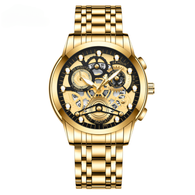 Men's Luminous Waterproof Watch ECO 2451HJ – Black Gold Stainless Steel