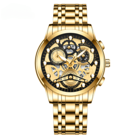 Men's Luminous Waterproof Watch ECO 2451HJ – Black Gold Stainless Steel