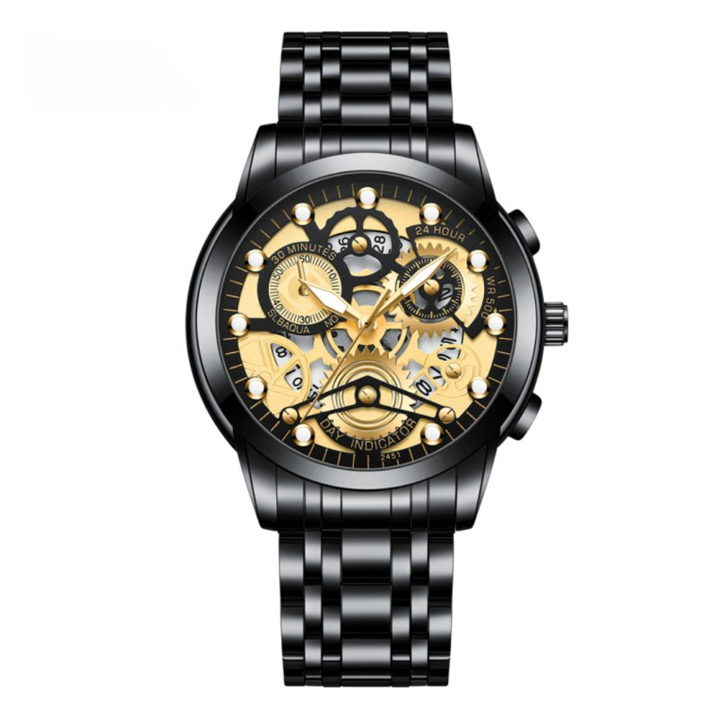Montre homme lumineuse étanche ECO 2451JH – Acier inoxydable noir or Montre homme lumineuse étanche ECO 2451JH – Acier inoxydable noir or