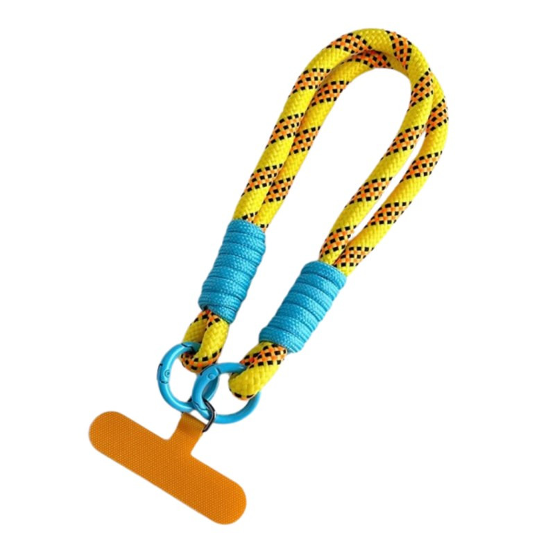 Collier de téléphone ECO – nylon, carte jaune, jaune avec lignes noire et orange, 30 cm Collier de téléphone ECO – nylon, carte jaune, jaune avec lignes noire et orange, 30 cm