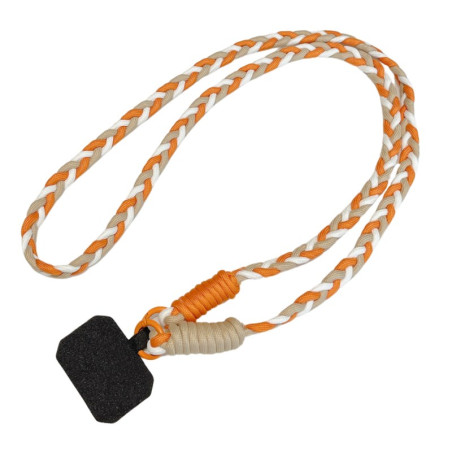 Phone lanyard ECO – nylon, black card, orange, white, brown, 1 m