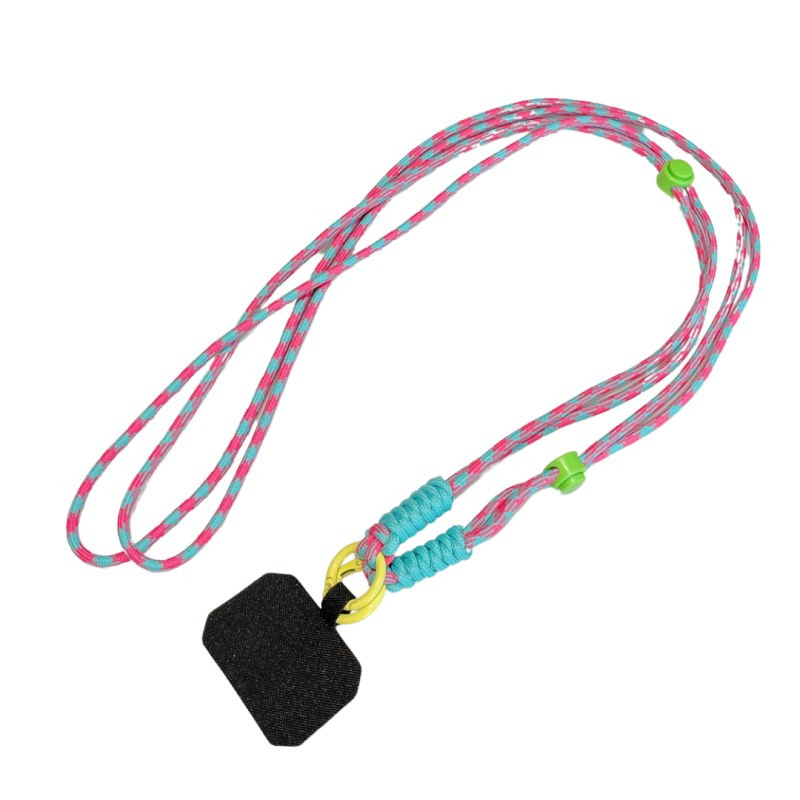 Phone lanyard ECO – nylon, black card, blue, pink, 1 m Phone lanyard ECO – nylon, black card, blue, pink, 1 m