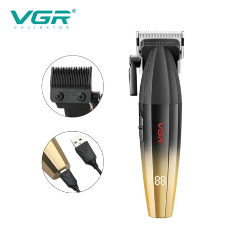 Tondeuse à cheveux VGR V-003 – Or rechargeable avec affichage LED