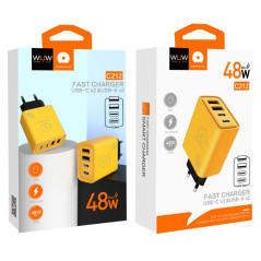 WUW C212 48W Wall Adapter 2 USB 2 Type-C