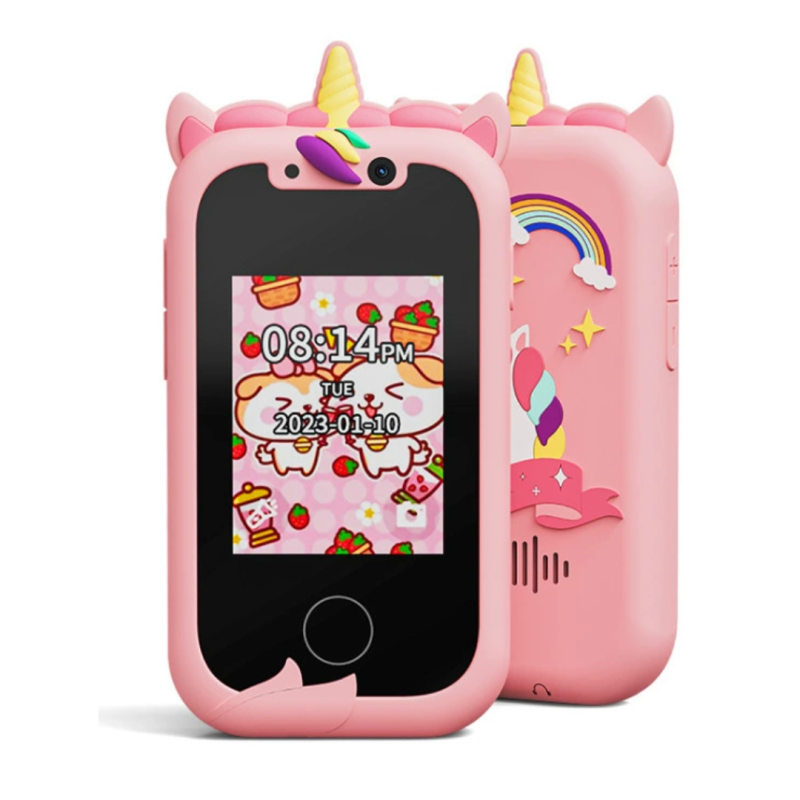 Jouet Smartphone KP08 Licorne - Écran IPS - Double Caméra Pour Enfants - Rose