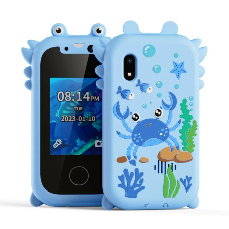 Smartphone jouet ECO KP08 Crabe – Écran IPS, double caméra, Bleu