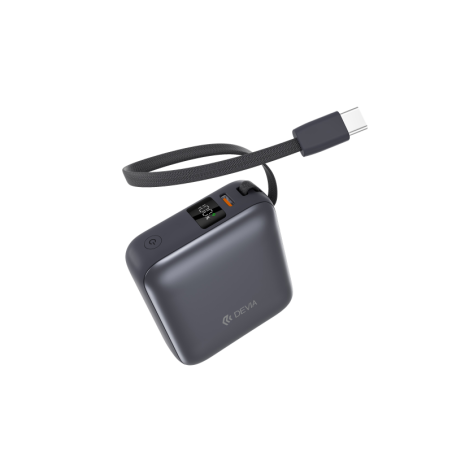 Power Bank Devia Ultra1 – 10,000mAh, PD 35W, Built-in Cable, Gray