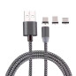 Câble magnétique tressé ECO 3-en-1 – USB, Lightning, Micro USB, USB-C Câble magnétique tressé ECO 3-en-1 – USB, Lightning, Micro USB, USB-C