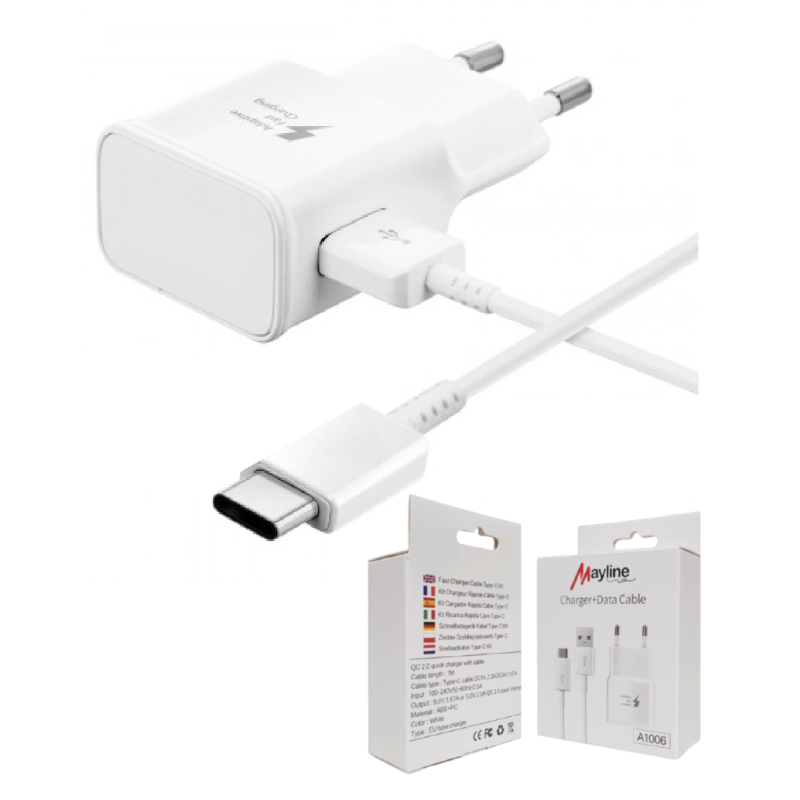 Kit chargeur 10 W Mayline – câble USB‑C 1 m Kit chargeur 10 W Mayline – câble USB‑C 1 m