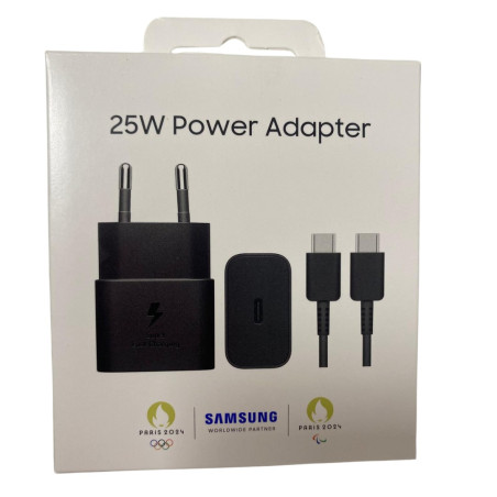 Samsung Kit chargeur USB-C vers USB-C EP-T2510XBEGEU – 25W Noir en boîte