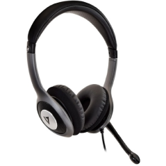 Casque audio stéréo USB Deluxe V7 – Noir avec micro