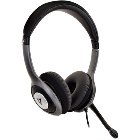 Casque audio stéréo USB Deluxe V7 – Noir avec micro