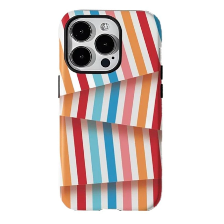 Coque de Protection Magnétique Double Couche - Rayures arc-en-ciel irrégulières