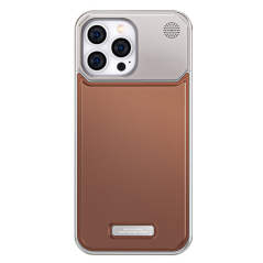 Coque Magnétique Antichoc en Aluminium et Cuir avec Parfum Intégré – Brun