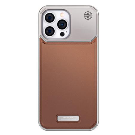 Coque Magnétique Antichoc en Aluminium et Cuir avec Parfum Intégré – Brun
