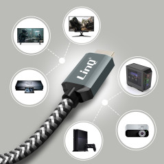 Câble HDMI 8K tressé 1,5 m LinQ HD8K16