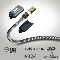 Câble HDMI 8K tressé 1,5 m LinQ HD8K16
