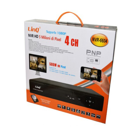 NVR Recorder LinQ NVR-6604 – H.265, 4 PoE channels, 5MP