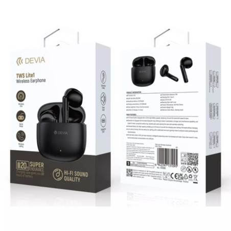 Écouteurs intra-auriculaires Devia TWS Lite1 EM404 – Noir