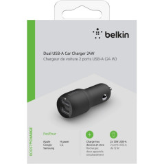 Chargeur auto Belkin 2 USB 24W CCB001BTBK | Smarty