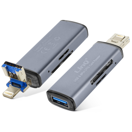 Card Reader LinQ OTG802 – 2-in-1 Micro-SD/SD Lightning / USB