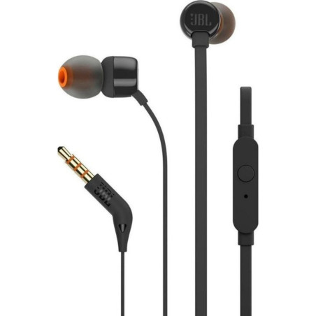 JBL Écouteurs filaires Tune 110 JBLT110BLK – Jack 3,5 mm noir