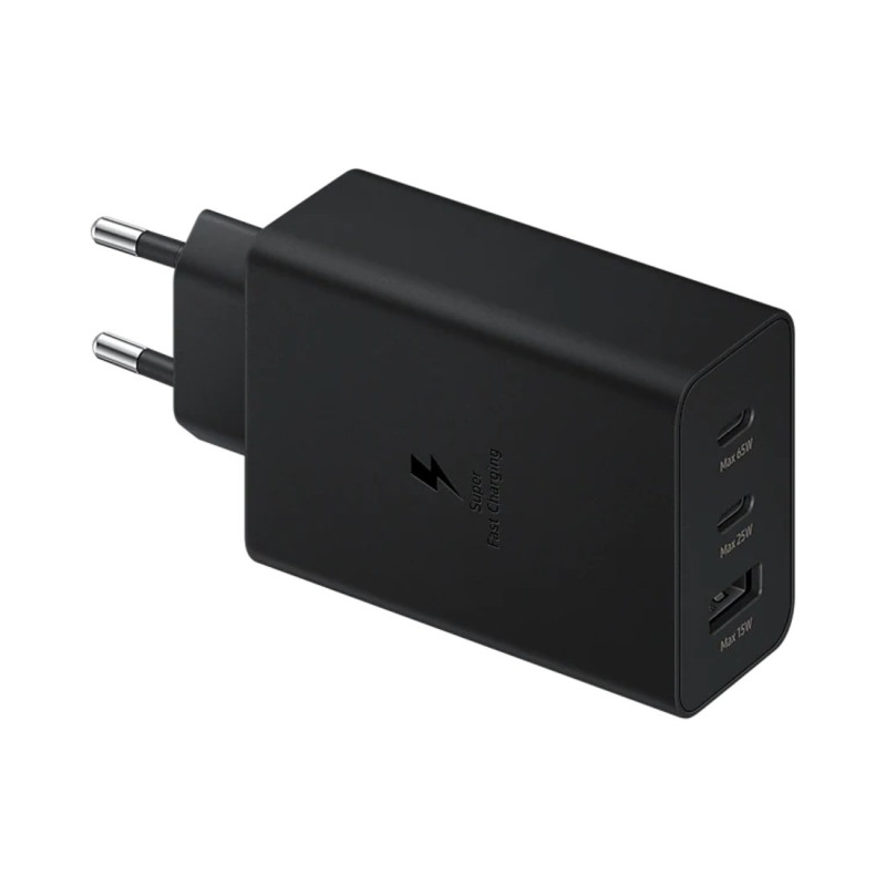 Samsung 65W PD Power Adapter Trio EP-T6530NBEGEU – 2 USB-C + USB Samsung 65W PD Power Adapter Trio EP-T6530NBEGEU – 2 USB-C + USB