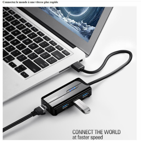 UGREEN USB 4-in-1 Adapter 20265 – 3x USB 3.0 RJ45 Gigabit