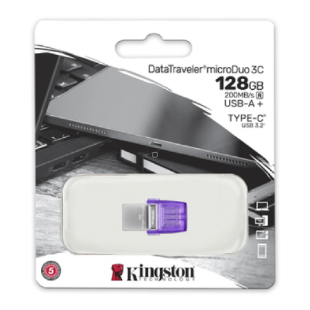 USB Flash Drive Kingston DataTraveler microDuo 3C – 128GB USB + USB-C Purple