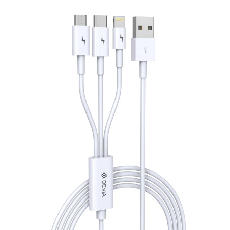 Câble 3-en-1 Devia 1,2 m blanc | Smarty