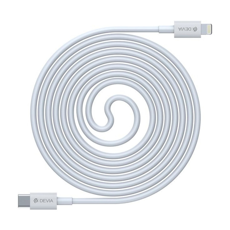 Câble USB-C vers Lightning Devia Smart Series – 1 m PD 20V/3A Blanc