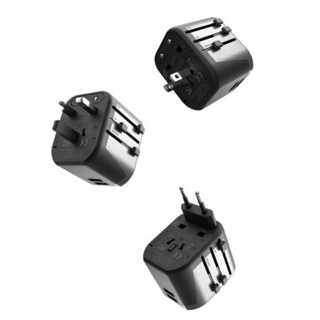 Adaptateur de voyage Devia - US/EU/UK/CN/AU, 2 USB 5V 2,4A