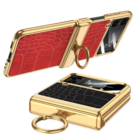 Coque avec anneau ECO pour Samsung Galaxy Z Flip 4 – Vert effet crocodile