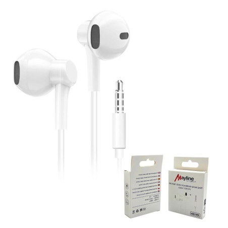 Écouteurs Mayline jack 3,5 mm blancs | Smarty