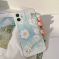 Coque motif aquarelle fleurs bleues Mayline – collier laser