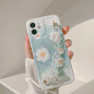 Coque motif aquarelle fleurs bleues Mayline – collier laser