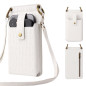Sac de téléphone portable – Blanc avec ceinture et fermoirs dorés Sac de téléphone portable – Blanc avec ceinture et fermoirs dorés