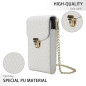 Sac de téléphone portable – Blanc avec ceinture et fermoirs dorés Sac de téléphone portable – Blanc avec ceinture et fermoirs dorés