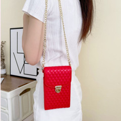 Phone Bag – Red with Belt and Gold Clasps