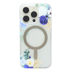 Coque MagSafe iPhone Mayline Flower-05 bleu blanc | Smarty