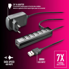 NGS iHub7 Tiny 7-Port USB Hub Black | Smarty