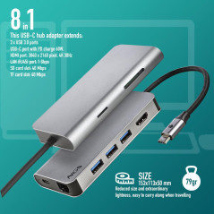 Adaptateur NGS Wonder Dock 8 USB-C Gris | Smarty
