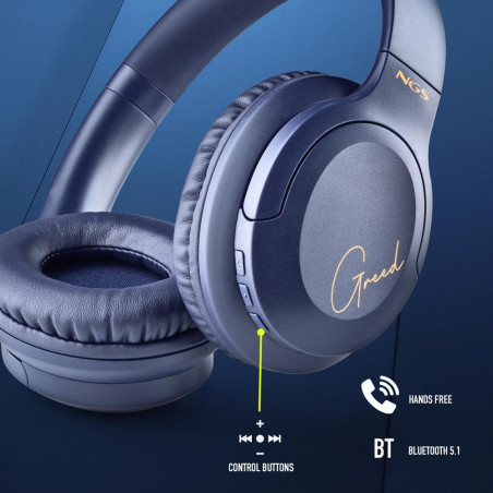 Wireless Headphones NGS Artica Greed – Blue with Microphone