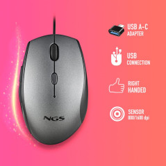 Souris ergonomique NGS Moth Gray USB-C | Smarty
