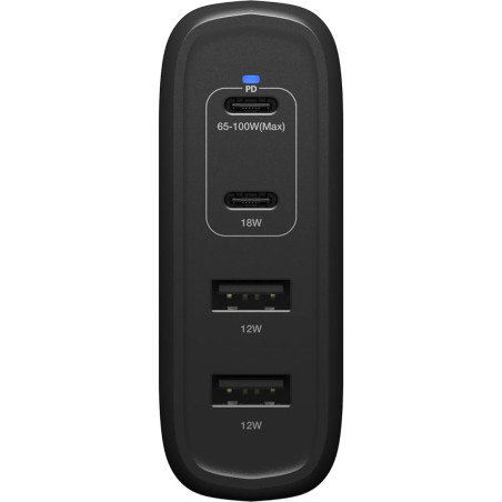 Wall charger OtterBox Standard USB-C PD GaN – 4 ports, 100W, Black