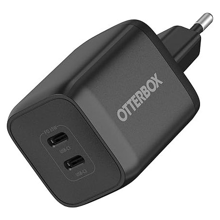 Wall Charger OtterBox Standard - Dual USB-C PD 65W, EU Plug, Black