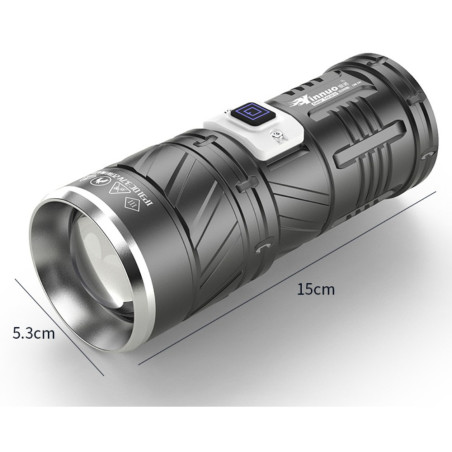 Lampe de poche rechargeable ECO – 30 W portée 1,5 km Noir